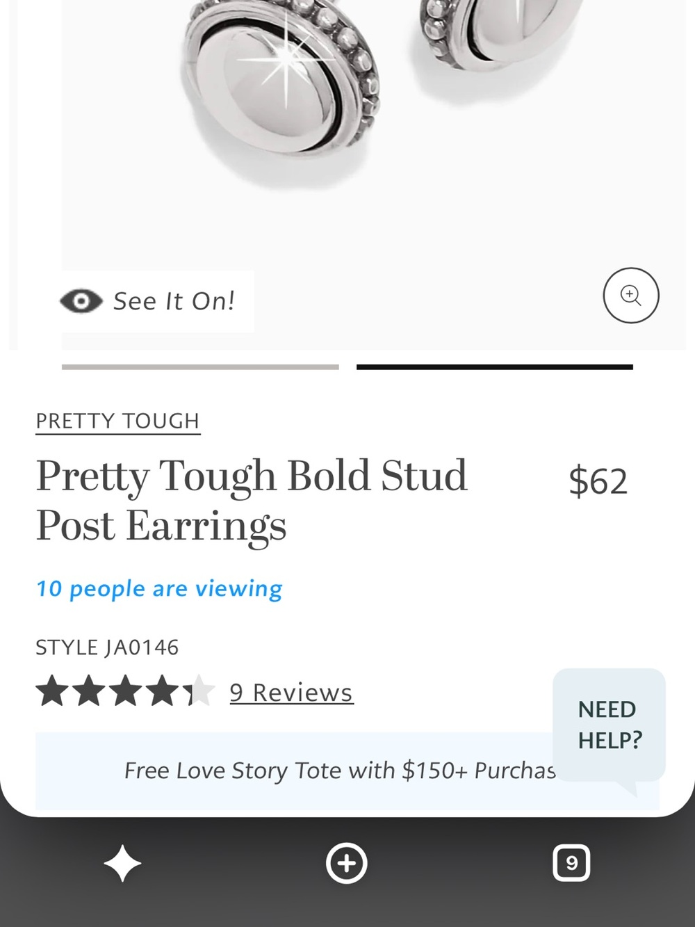 Brighton Pretty Tough Silver Earrings